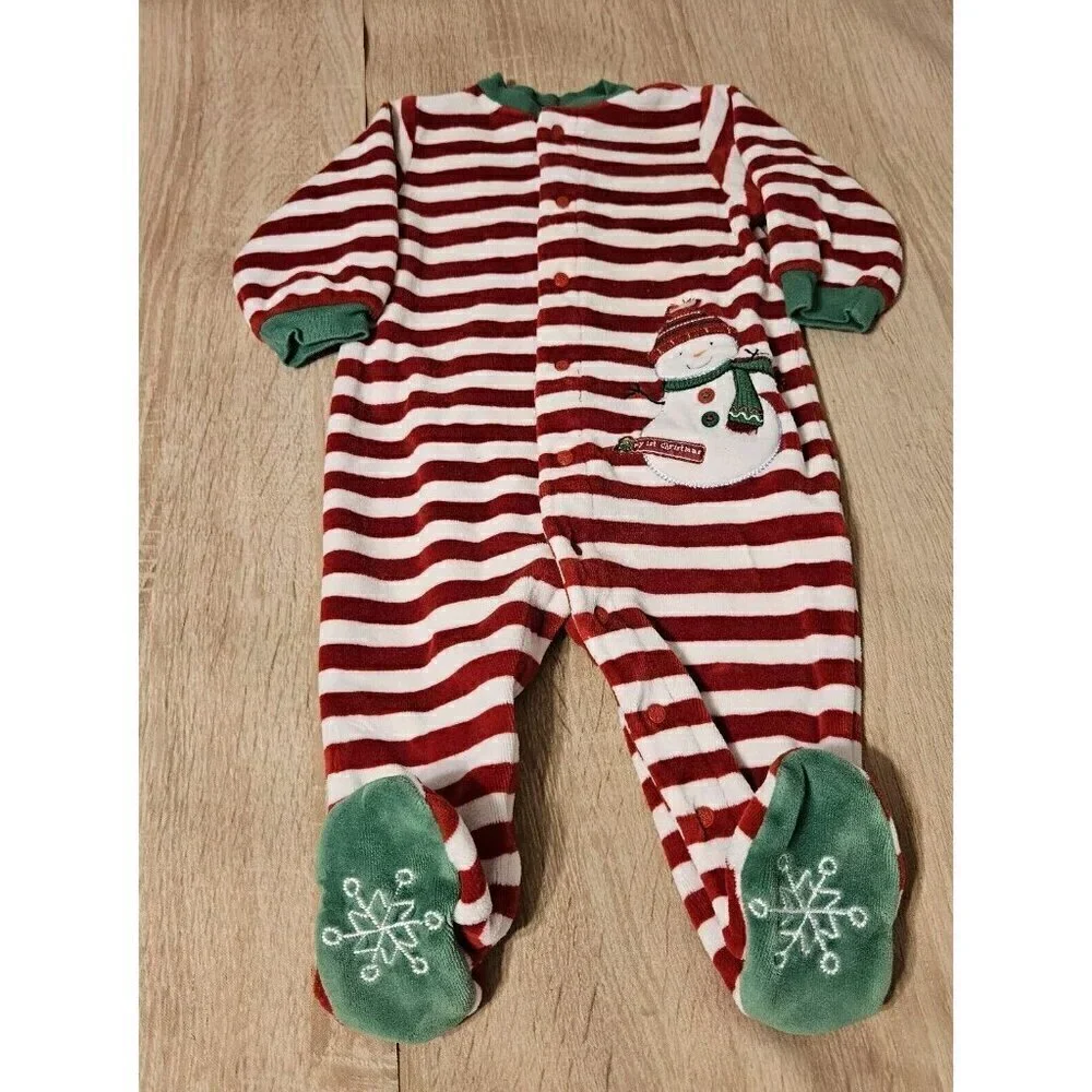 Lot Of 5 Carters Fleece Pjs Pajamas Sizes 0-9   Months Boys Christmas Animals
